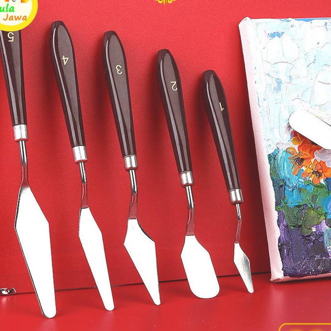 

KF7 Set Isi 5 Palette Knives Scrapper Spatula for Sculpturing painting modelling cake dekorasi kue