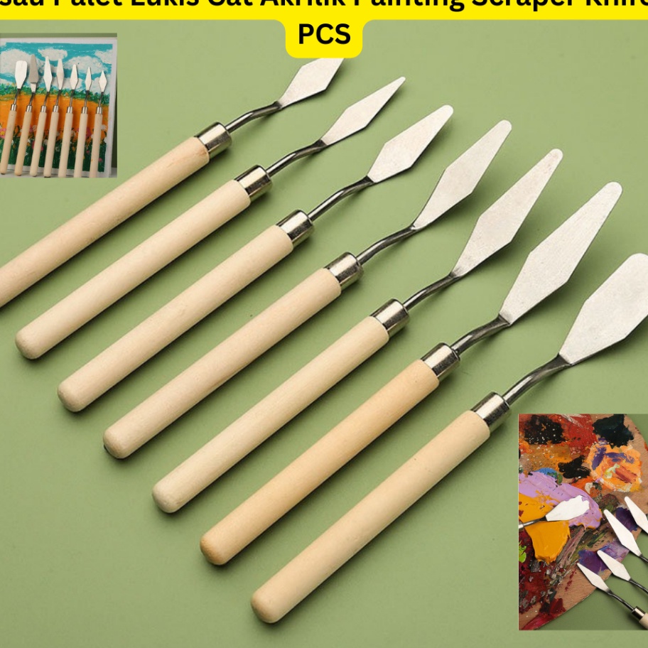 

berkualitas Pisau Palet Lukis Cat Akrilik Painting Scraper Knife 7 PCS