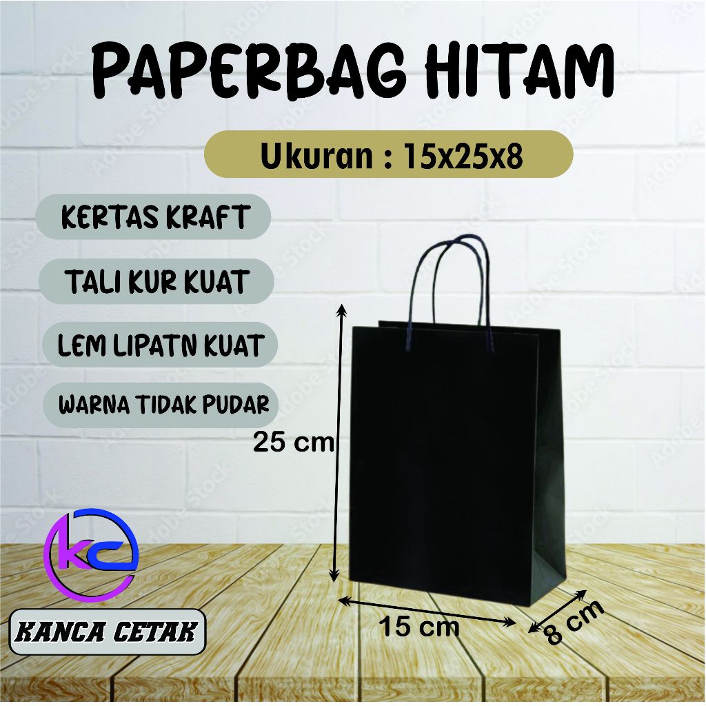 

PAPERBAG KRAFT 15X25X8 - PAPERBAG KERTAS HITAM- PAPERBAG SOUVENIR - PAPERBAG HAJATAN - PAPERBAG SABLON - PAPERBAG