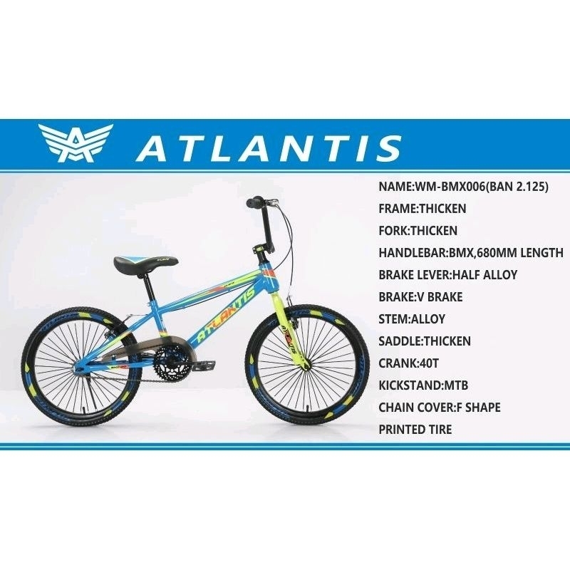 Sepeda Anak Laki BMX ATLANTIS 006 Ukuran 20 Inch