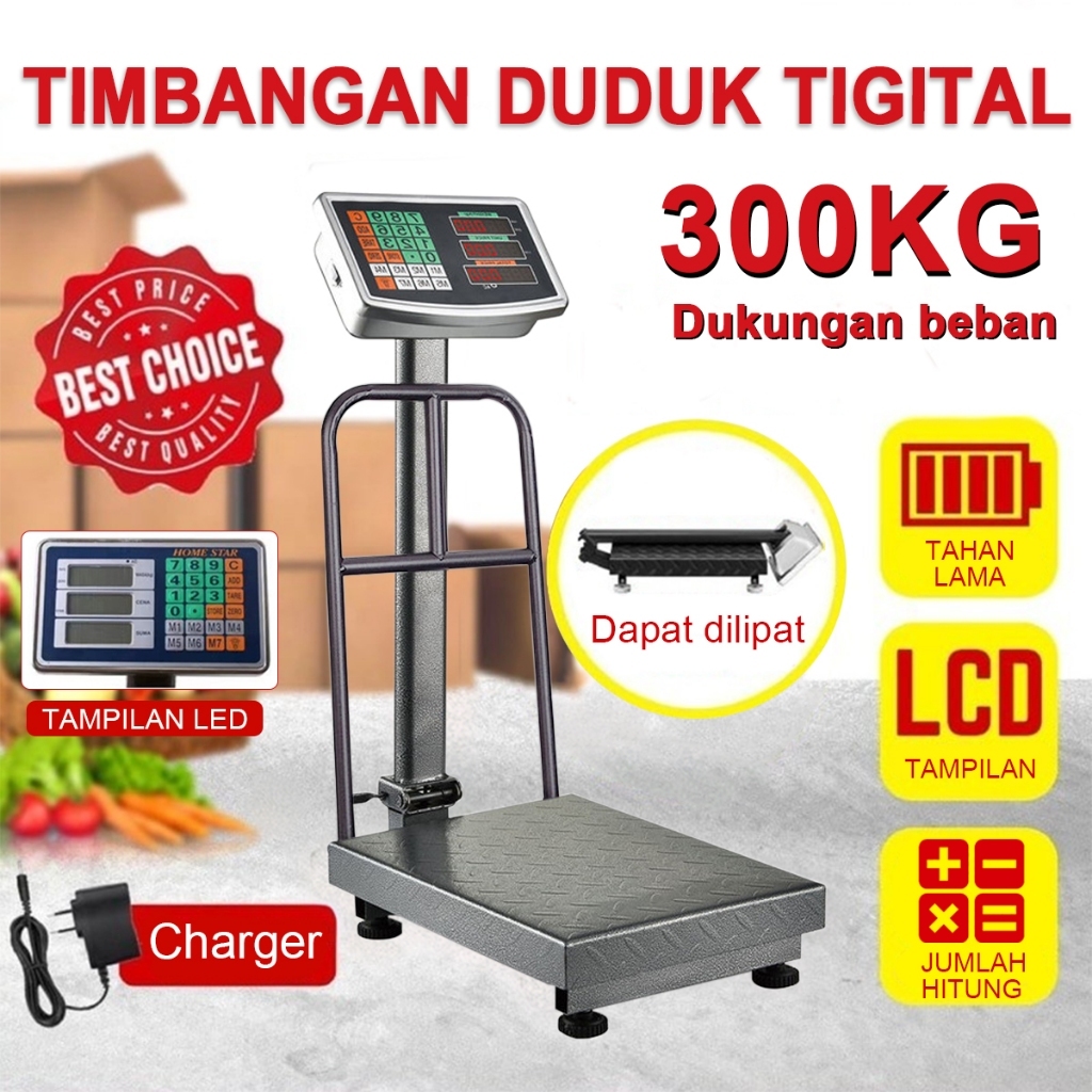 Timbangan Duduk Digital 300kg / Timbangan Barang / Timbangan Lantai 300 KG/Single Display Timbangan 