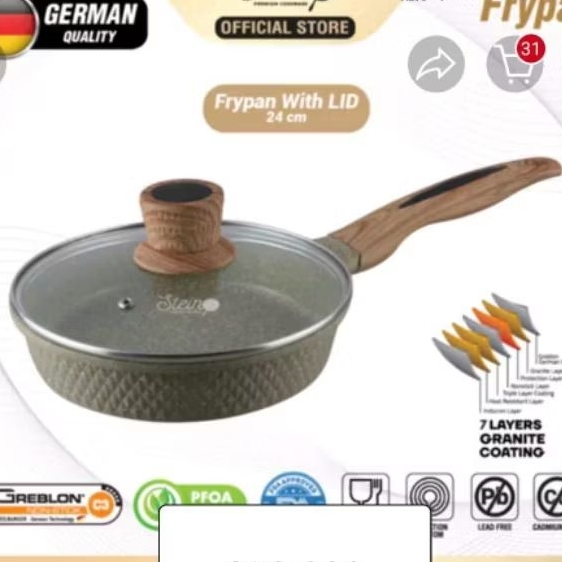 PRELOVED STEINCOOKWARE DIAMOND FRYPAN 24CM