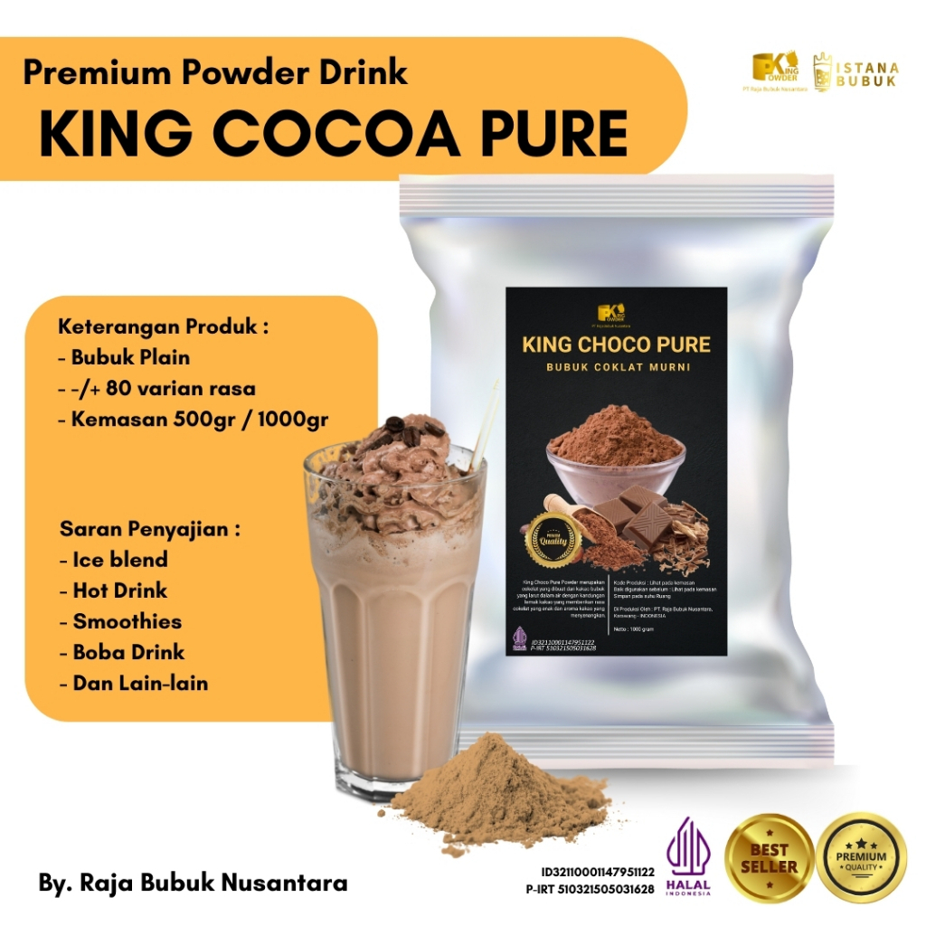 

Bubuk Minuman King Cocoa Pure Bubuk Minuman Coklat Murni Bubuk Minuman Cokelat Murni 100% tanpa Campuran