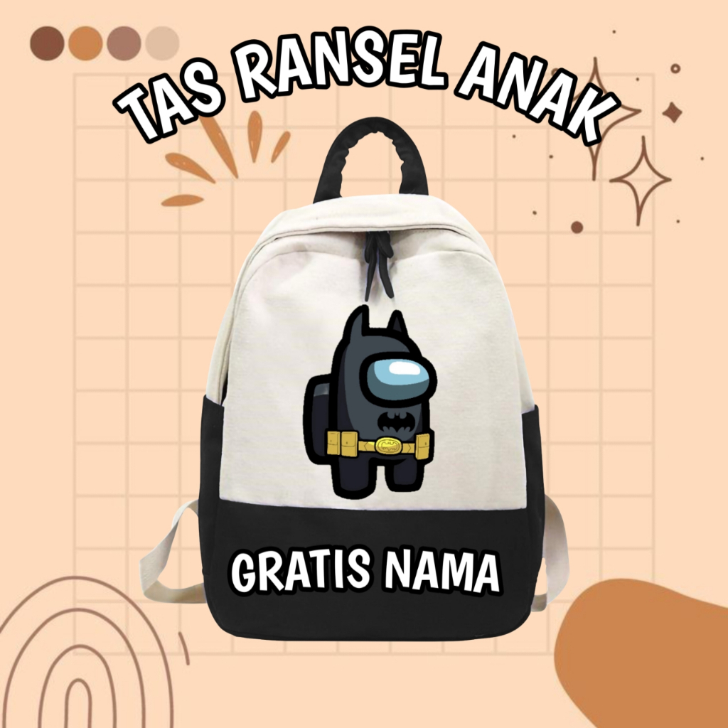 TAS RANSEL ANAK SEKOLAH TK SD MOTIF AMONG US X BATMAN