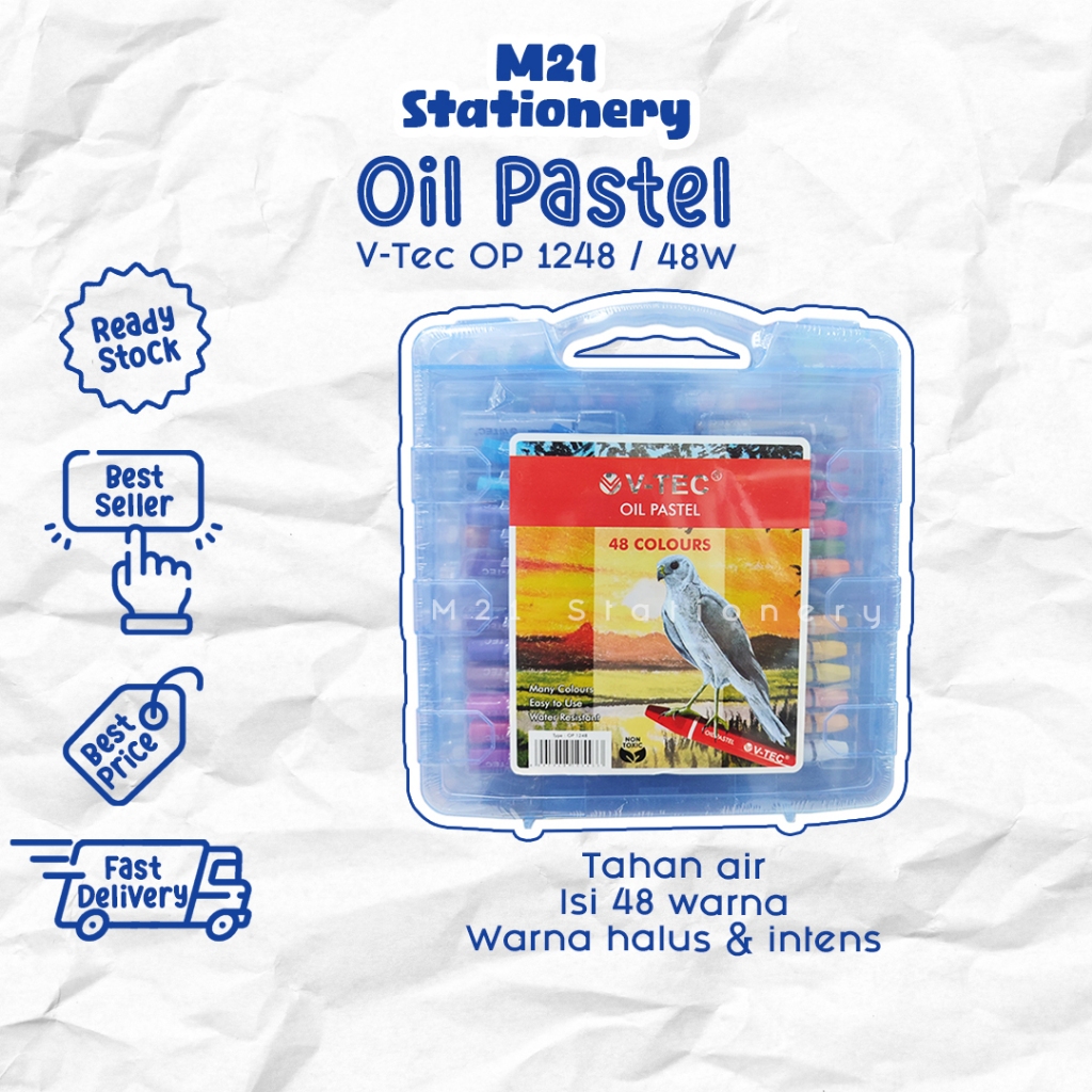 

OIL PASTEL V-TEC TYPE OP 1248 / 48 WARNA OIL PASTEL ALAT LOMBA MENGGAMBAR MEWARNAI ANAK KRAYON CRAYON PASTEL NON TOXIC MURAH ALAT TULIS SEKOLAH KANTOR KULIAH KAMPUS ATK MURAH LENGKAP / M21 STATIONERY JOGJA
