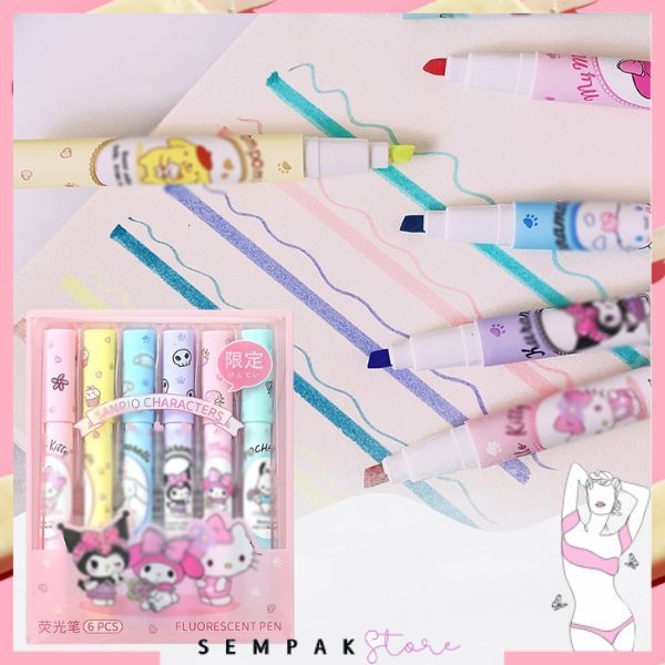 

SS Set Highlighter Warna Warni Karakter Kartun 6PCS Motif Spidol Warna Pastel Pen Diary Marker Stationery Lucu Unik Penanda Buku Warna Warni Pena Ujung Lembut