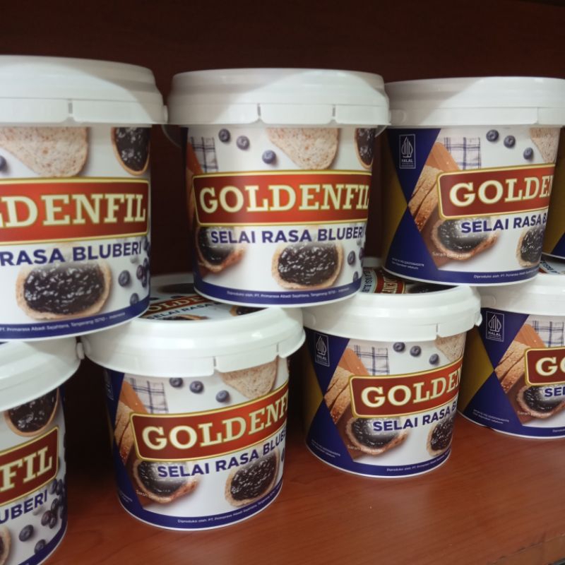 

Goldenfil Saus Selai Buah Blueberry 1kg Olesan Topping Filling Isian Roti Kue Cake Donat Bombolini