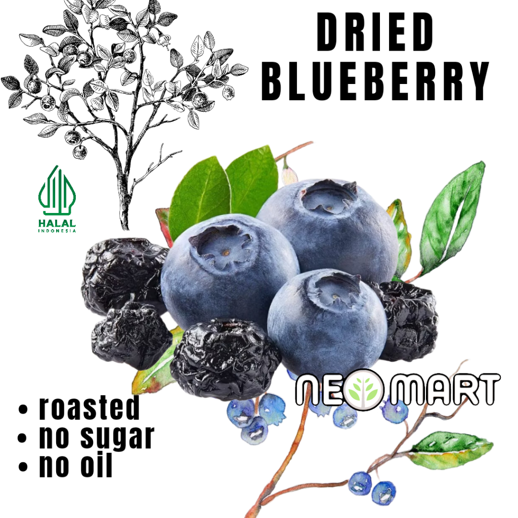 

Premium Dried Blueberry Organic-Buah Blueberry Kering Unsweetened 500gr(1/2kg)