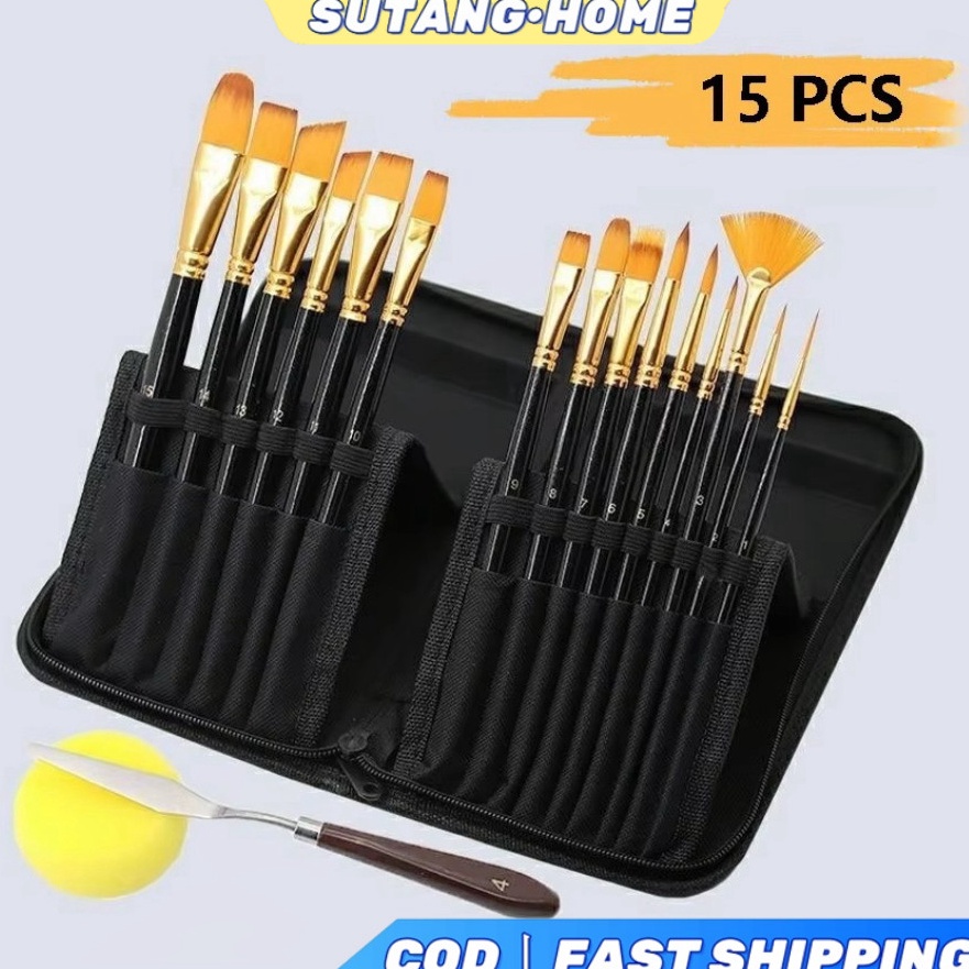 

SUTANG18 IN 1 Art Brush Set 15pcs Alat kuas lukis lengkap Mixing Knife Murah Berkualitas