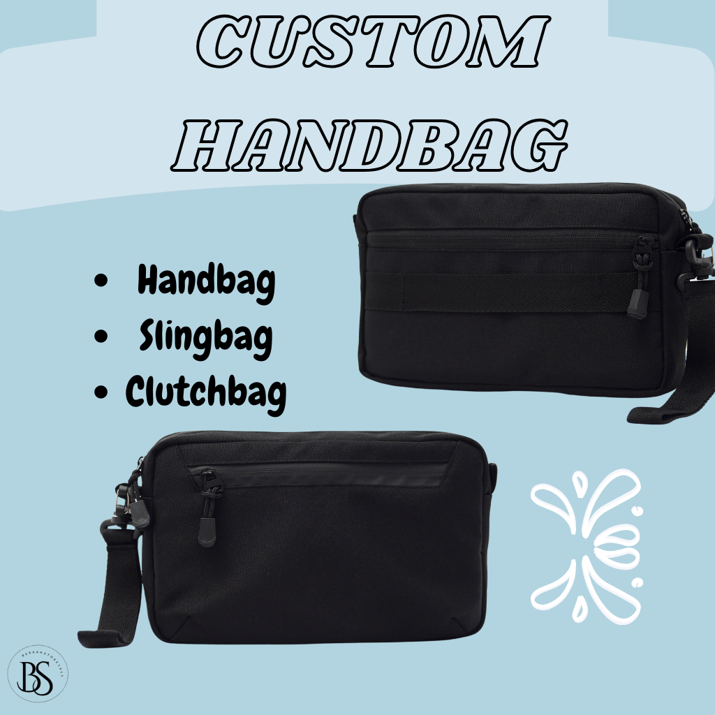 Custom Tas Handbag 3 in 1 Tas Selempang, Clutchbag Pouch, dan Handbag Pria dan Wanita Bahan Premium 
