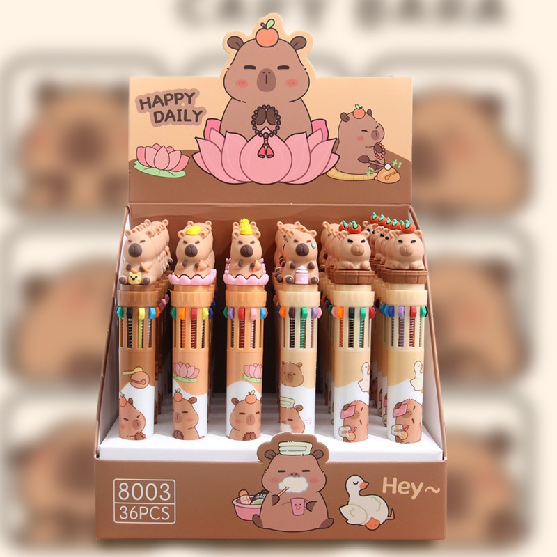 

{Capybara} Pen Gel Akrilik 10 Warna Lucu Imut Bahan Premium Karakter Capybara No. 8003 by Kakabicam