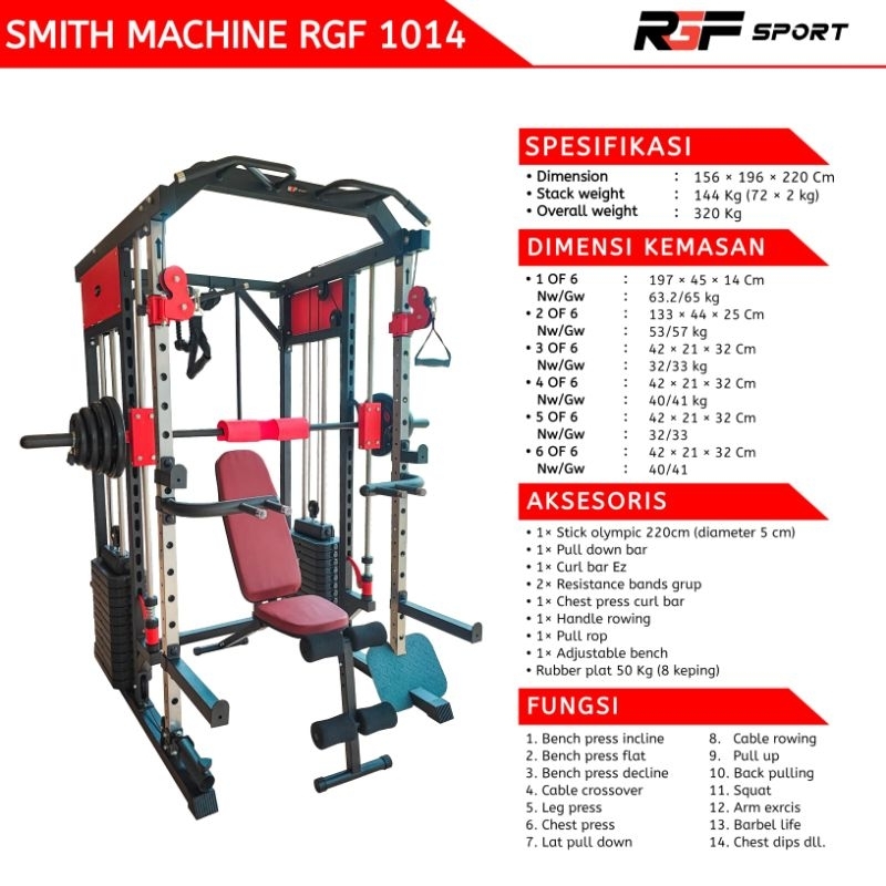 SMITCH MULTI RGF - 2801 / Smitch machine multifungsi / power rack multifungsi / alat fitness power r
