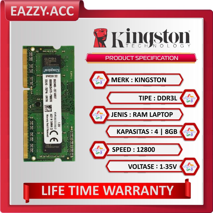 RAM / MEMORY LAPTOP KINGSTON DDR3L 4GB / 8GB SODIMM