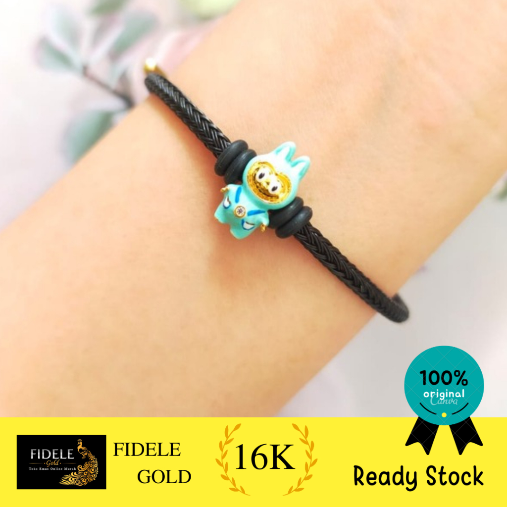 Charm labubu fashion emas tua gelang tali waterproof emas 700