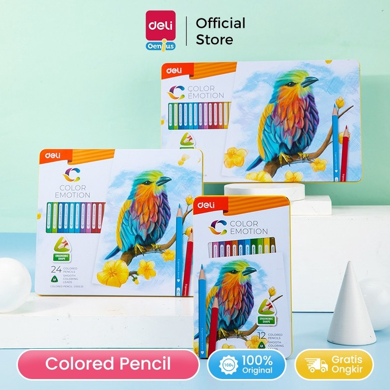 

Deli Coloring Pencil Pensil Warna 122436 Warna Triangular Metal Box Tebal dan Cerah EC2X5