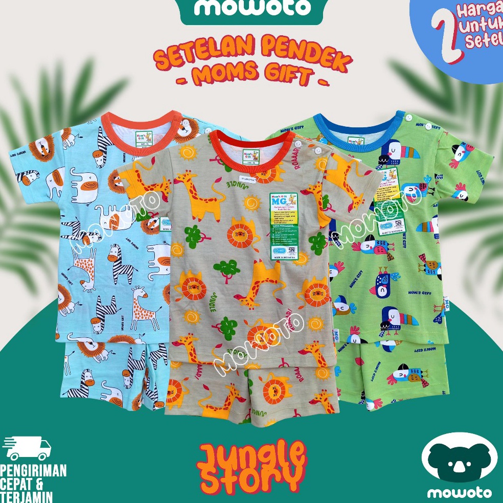 2 Setel  Setelan PENDEK Moms Gift Terbaru  14 Tahun  Setelan Piyama Baju Main Anak  Mowoto