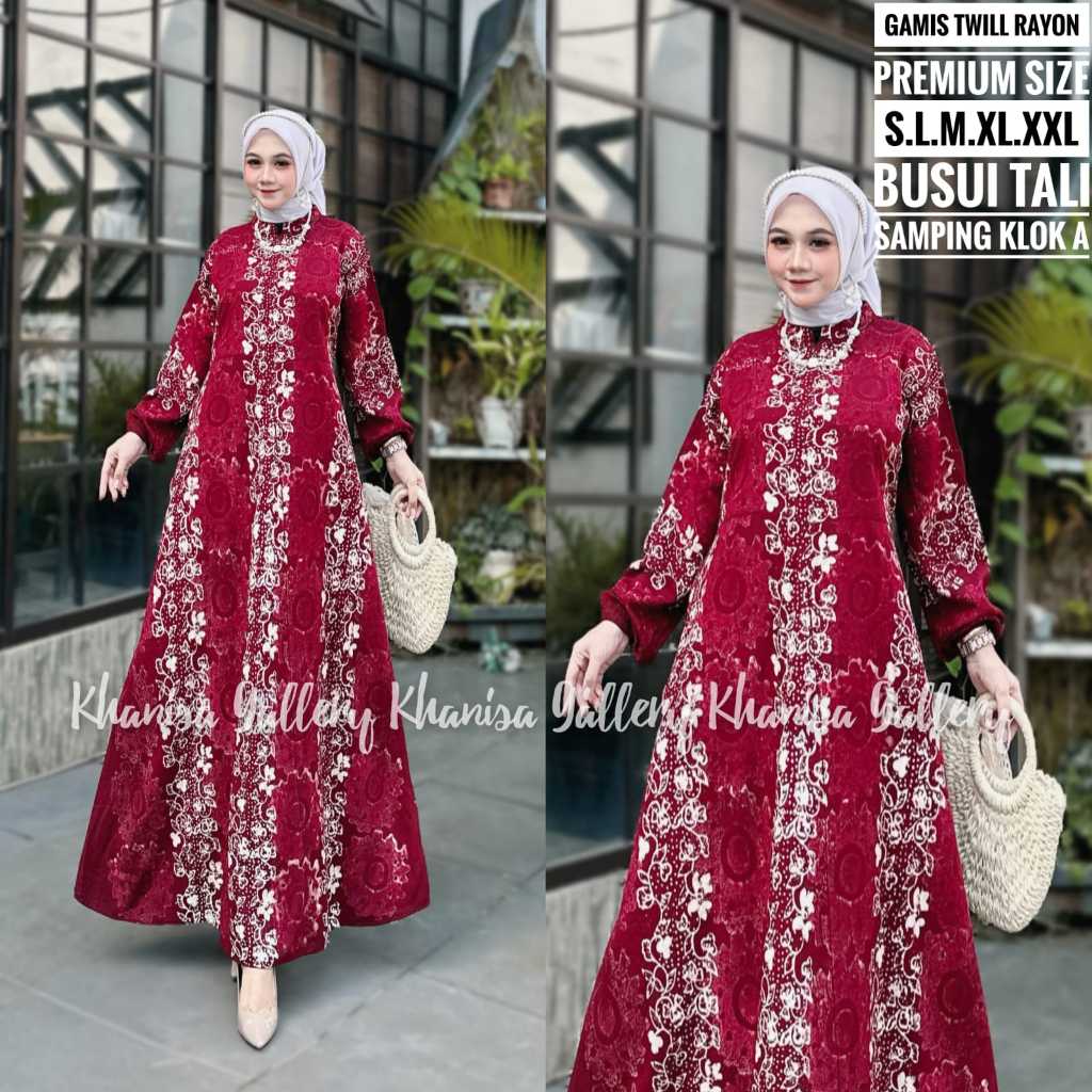 Gamis twill ori Rayon Terbaru Kekinian Motif Terbaru Bahan Rayon Twill Tebal Batik Pekalongan Dress