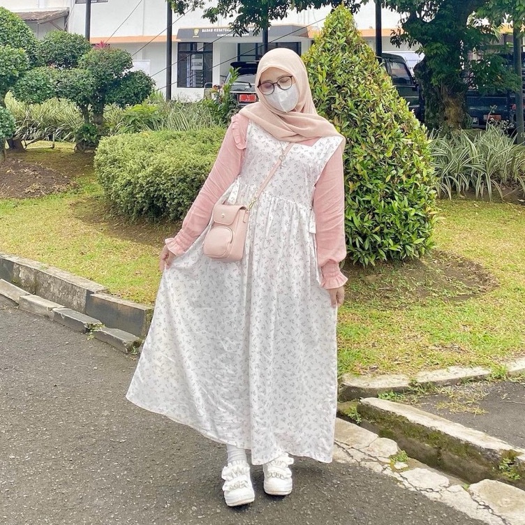 BAJU DREES WANITA JEJU KOREAN STYLE DRES MOTIF OVERALL DRES BAJU WANITA DRES MOTFI BUNGA  DRES MURAH