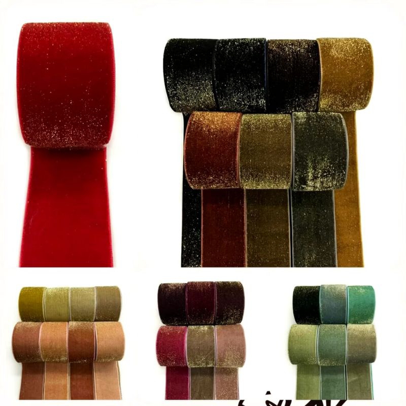 

1 YARD - 3.8 CM ( 1½" ) PITA BLUDRU GLITER HALUS| VELVET GLITER GOLD