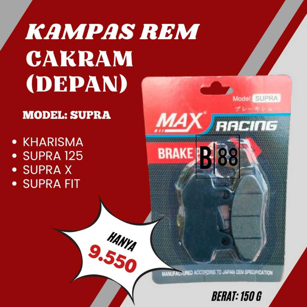 Kampas Rem Cakram untuk Motor Kharisma, Supra 125, Supra X, Supra Fit