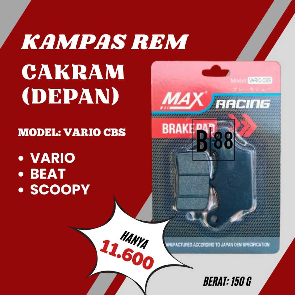 Kampas Rem Cakram untuk Motor Vario, Beat, Scoopy