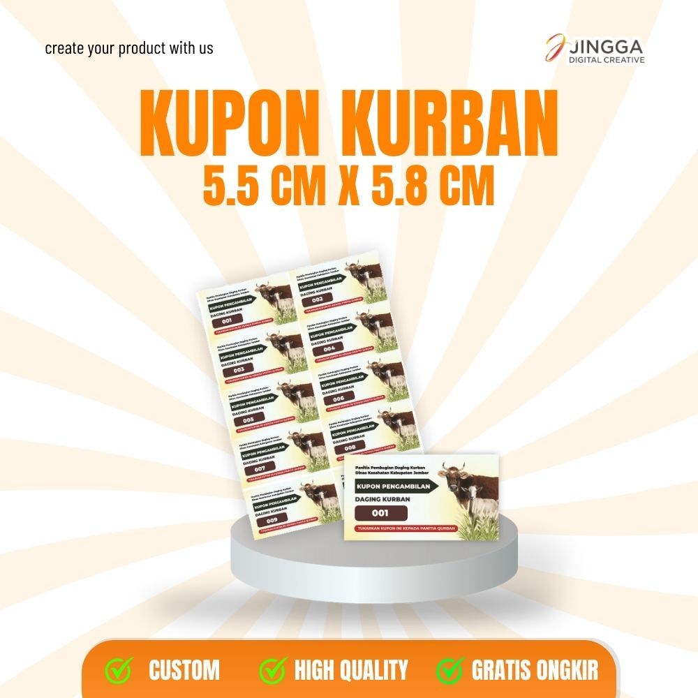 

[JINGGA] Kupon kurban | Kupon Kurban Numerator | Kupon pembagian daging Kurban