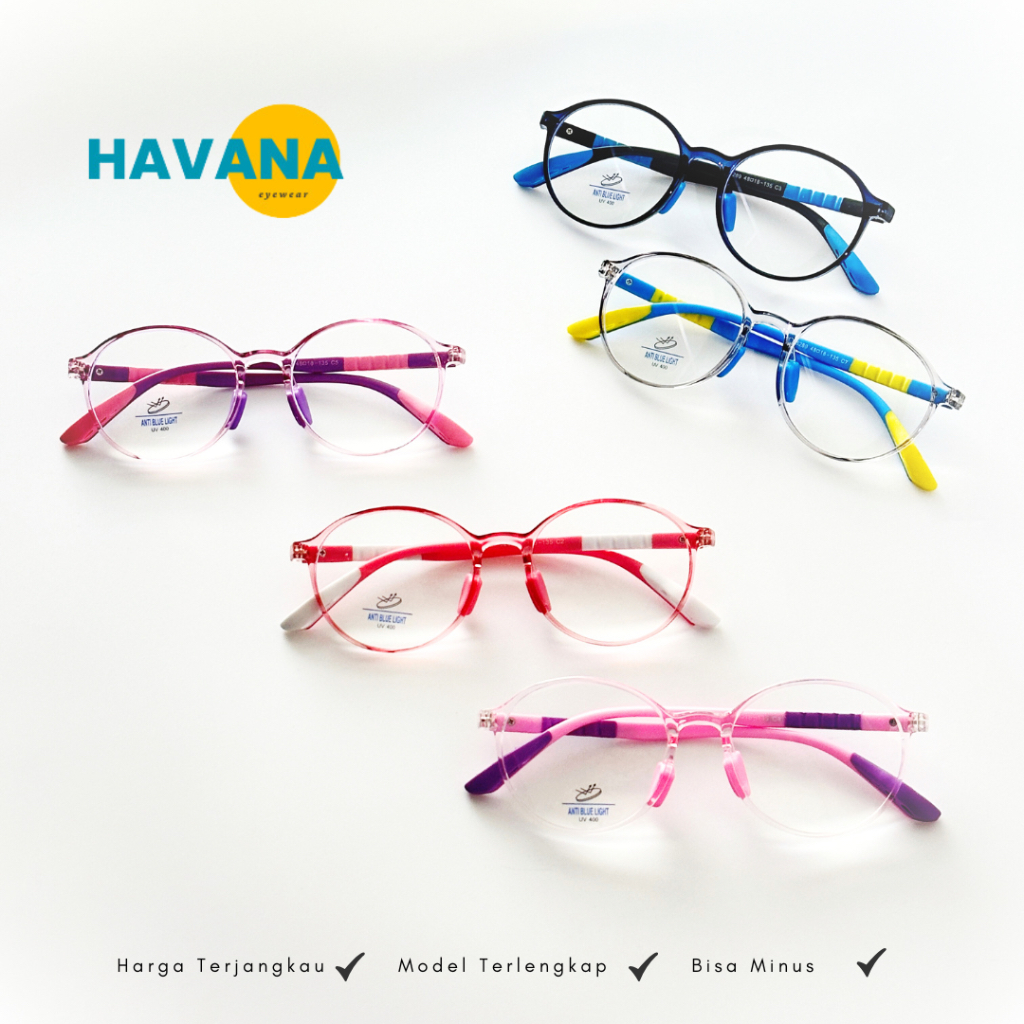 Havana Eyewear - YOULA Kacamata Lentur Minus Anak Anti Sinar Biru / Blueray | 5289
