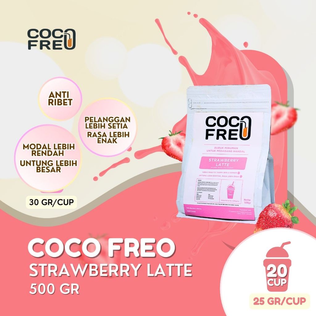 

Bubuk Minuman Strawberry Latte Powder - Cocofreo