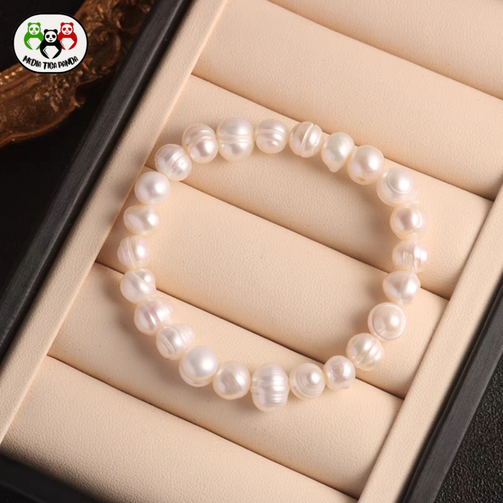 COD❤ Gelang mutiara air tawar alami yang sederhana dan populer, gelang mutiara asli berbentuk beras 
