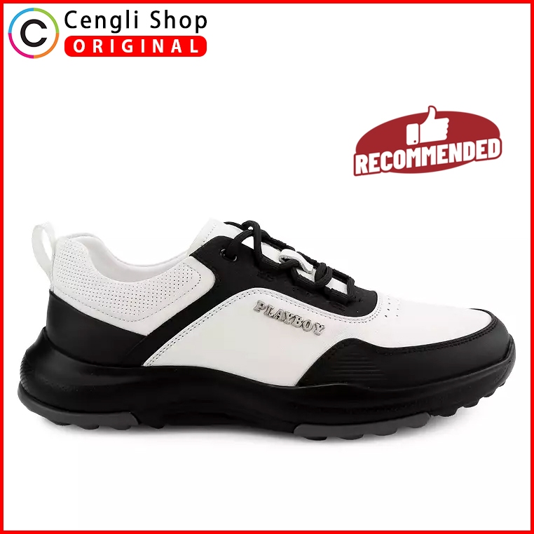 SEPATU PLAYBOY SNEAKER KASUAL PRIA ORIGINAL SNEAKERS CASUAL KETS KULIT ASLI ORI BRANDED PUTIH WHITE 
