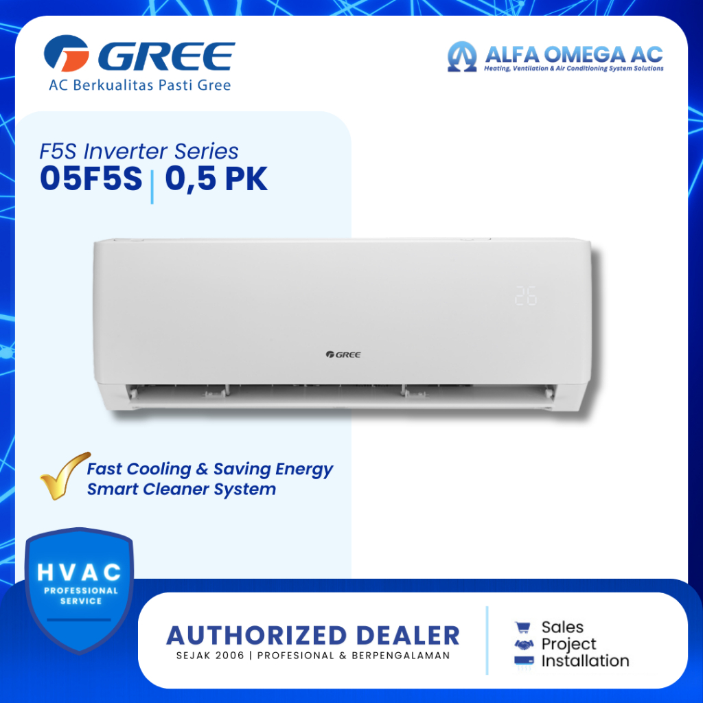 AC GREE SPLIT INVERTER 1/2 PK GWC-05F5S | AC GREE SPLIT 1/2 PK INVERTER 05F5S | AC GREE 1/2 PK SPLIT