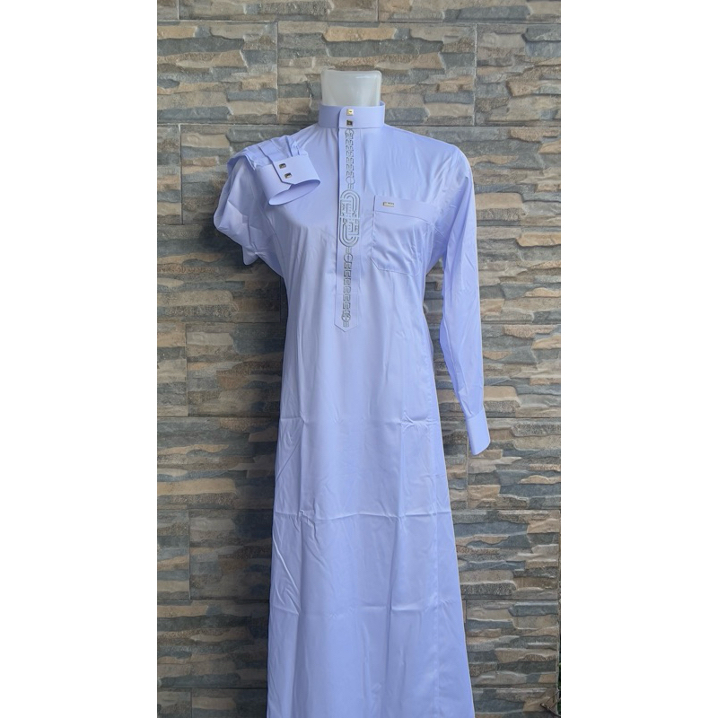 Gamis dewasa pria jubah al wafa thobe embroidery manset
