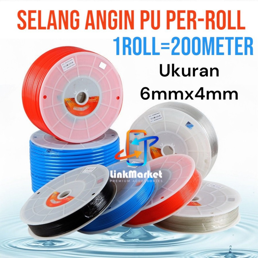 selang angin pu 6mm 4mm/selang angin 6mm/selang angin 6mmx4mm roll/selang kompresor udara