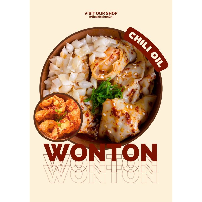 

Wonton Isi Full Daging Dengan Saus Chili Oil Pedas Manis Gurih
