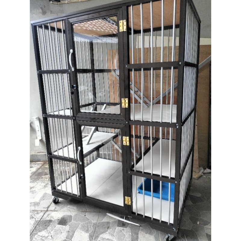 kandang kucing aluminium 2 tingkat atau kamar