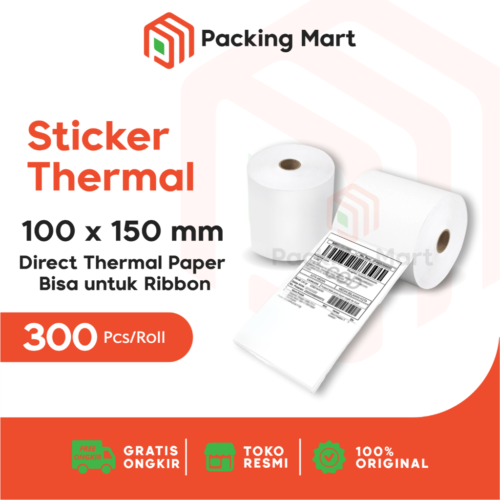 

Label Sticker Resi Direct Thermal 100x150 mm Isi 300 Lembar