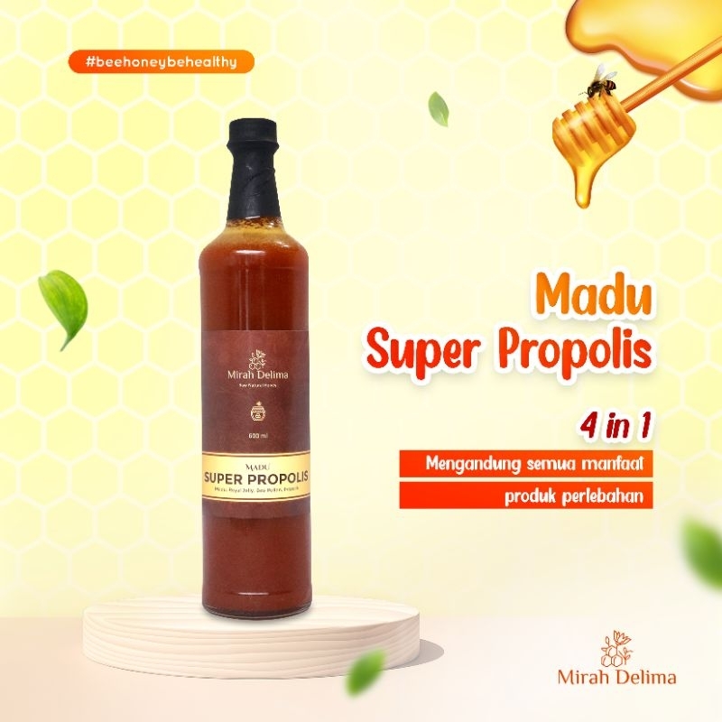 

Madu Super Propolis - Kombinasi Madu Royal Jelly, Pollen dan Propolis - 600 ml - Botol Kaca