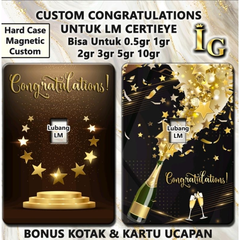 Cover Emas ANTAM Certieye CONGRATULATIONS (TANPA EMAS) + Box Gratis Kartu Ucapan Custom