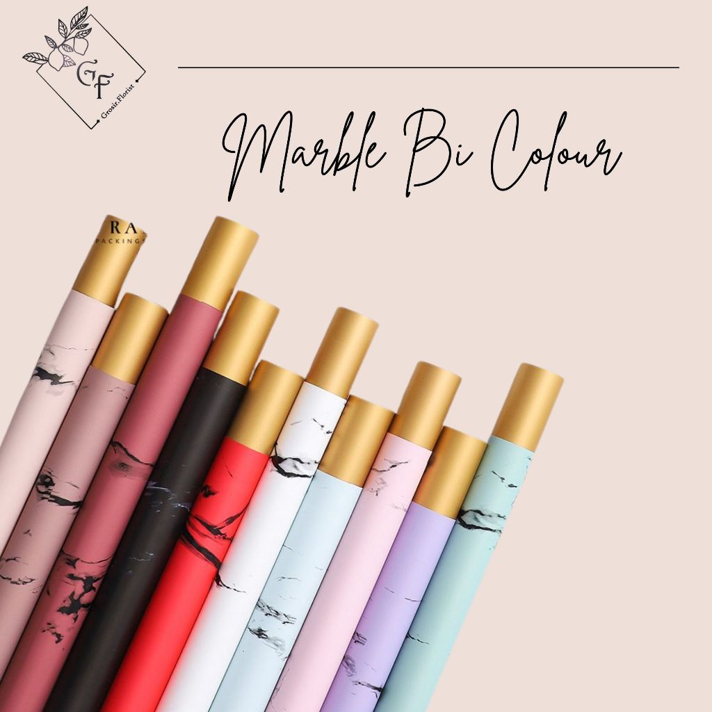 

TERLENGKAP Wrapping Paper Black Marble Bi Color Cellophane Kertas Pembungkus Kado Kertas Buket
