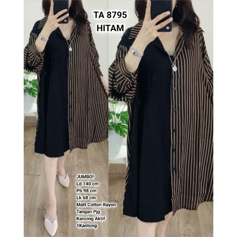 KAA TA 8795# Tunik Jumbo Cotton Rayon Salur Kombi
