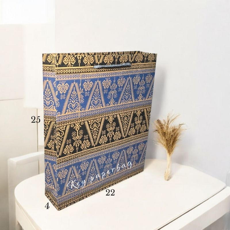 

Paper Bag Pigora Songket Biru Uk 22x6x25