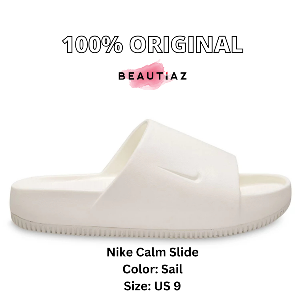 (100% ORIGINAL) Nike Calm Slide Sendal Slip On Unisex Men Women / Sail / US 9 with box