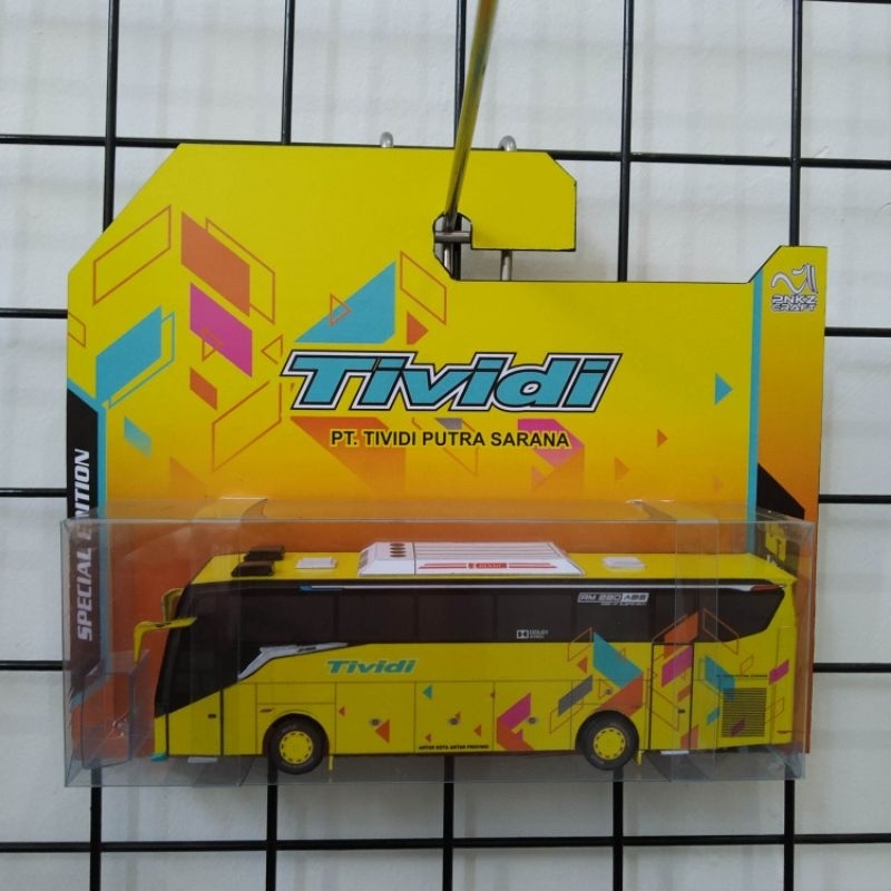 Miniatur Bud Karton TIVIDI jetbus 5 shd kuning skala 1:87