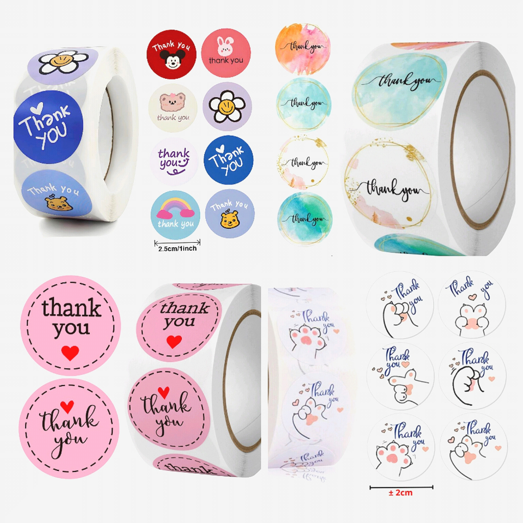 

Sticker Thank You Roll Isi 500 Pcs Stiker Terima Kasih Warna Self Adhesive Seal Label Roll Sticker Thank You 2Cm Tempelan