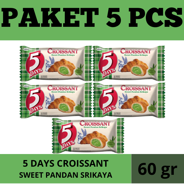

5 Days Croissant Pandan Srikaya - Roti Croisant Isi Pandan Srikaya 60g