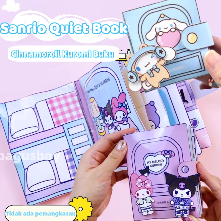 Paket Untung Sanrio Quiet book Cinnamoroll Kuromi Buku Diy Handmade Toys Paper Doll House hand Pom P