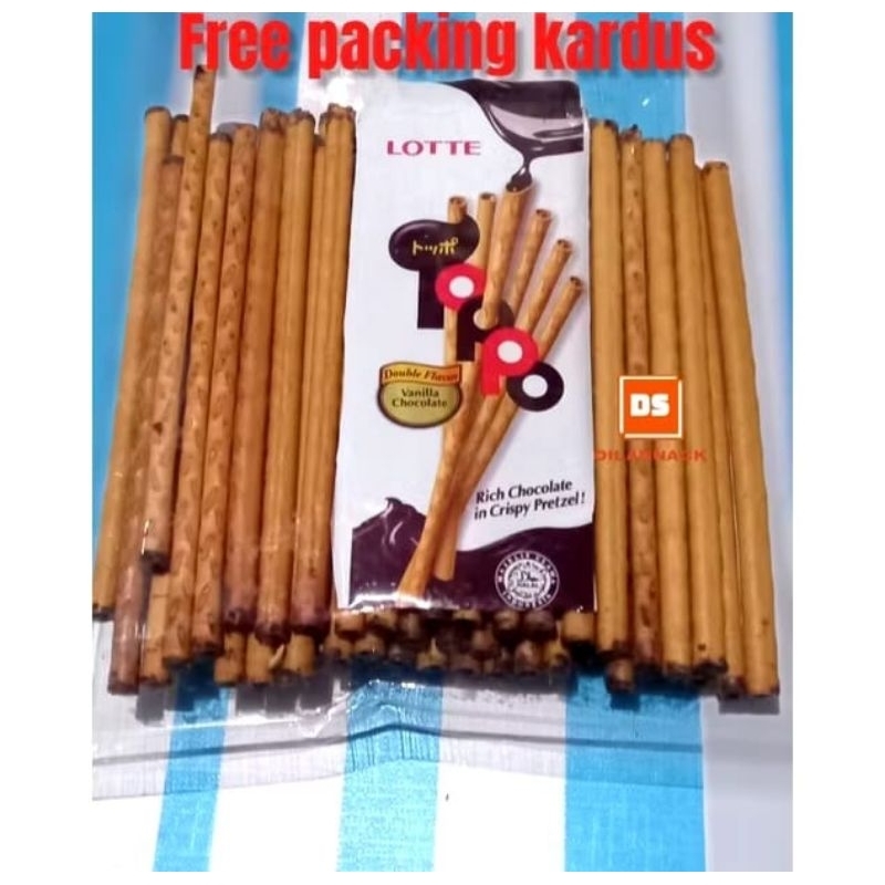 

Biskuit Lotte Toppo 200gr biskuit stick rasa vanila coklat topo