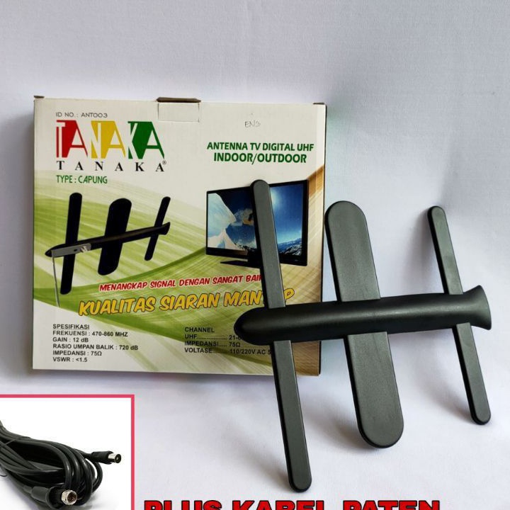 TANAKA ANTENA TV DIGITAL MODEL CAPUNG KABEL 15METER