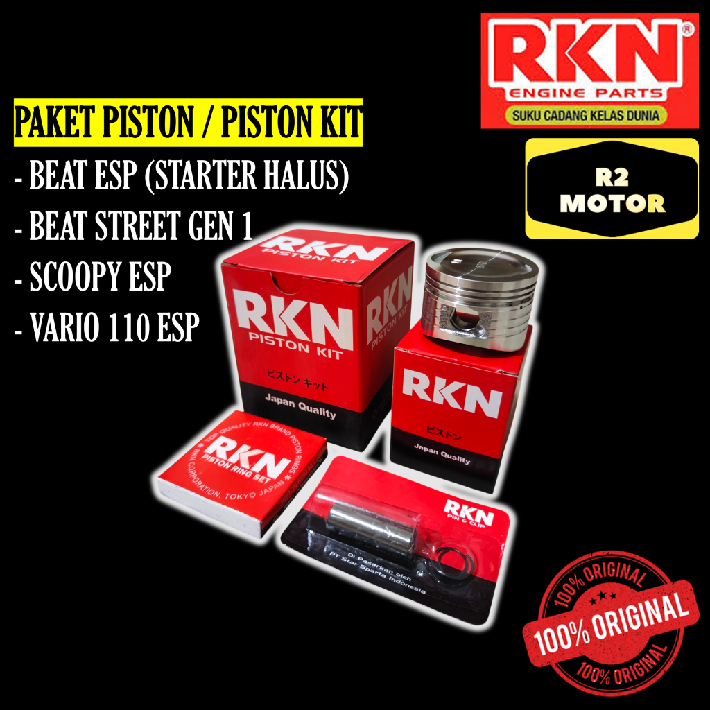 Rkn Paket Piston Set Kit K44 Beat Street Scoopy Vario 110 Esp Starter Halus Os Oversize 25 50 75 100