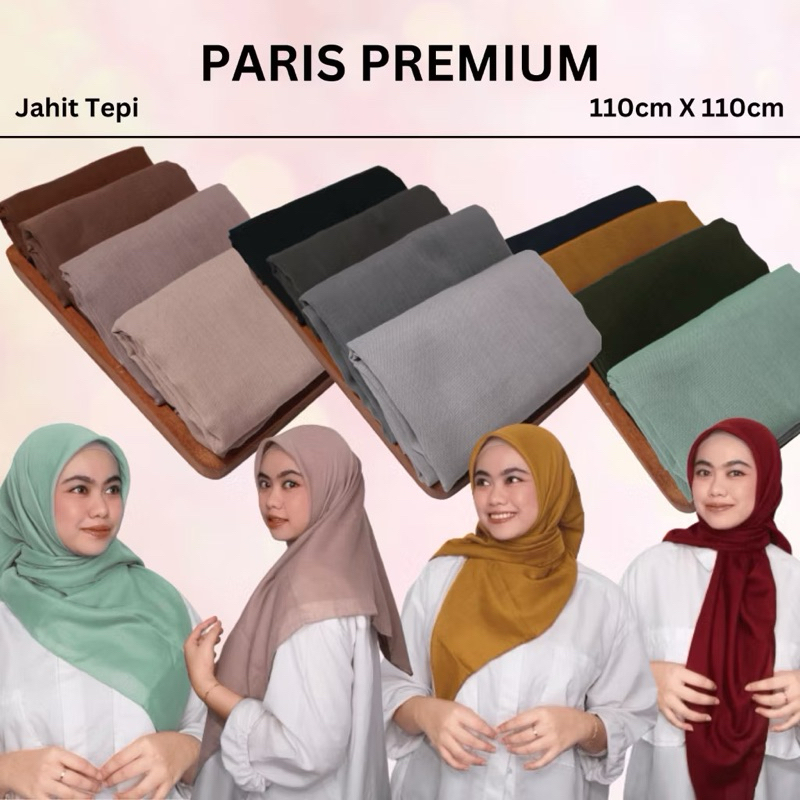 (HARGA GROSIR) Hijab Paris Premium /Hijab Segi Empat Basic Jahit Tepi | Segi Empat Paris Premium | J